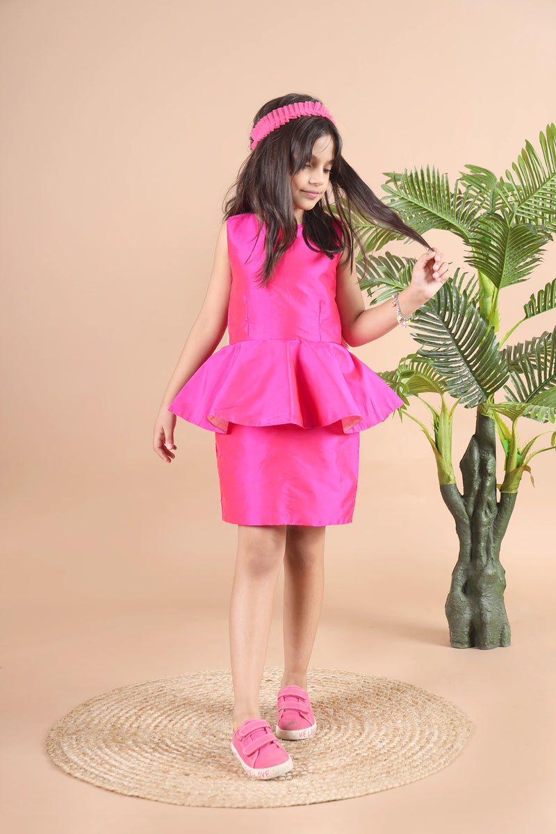 Pink best sale peplum dress