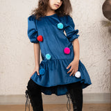 Pom Pom Twirl Velvet Dress