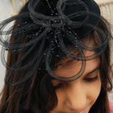 Derby Pearl Black Fascinator