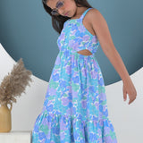 Aqua Floral Maxi Dress