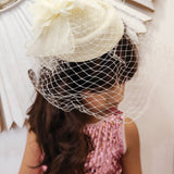 Derby Style White Mesh Fascinator