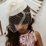 Derby Style White Mesh Fascinator