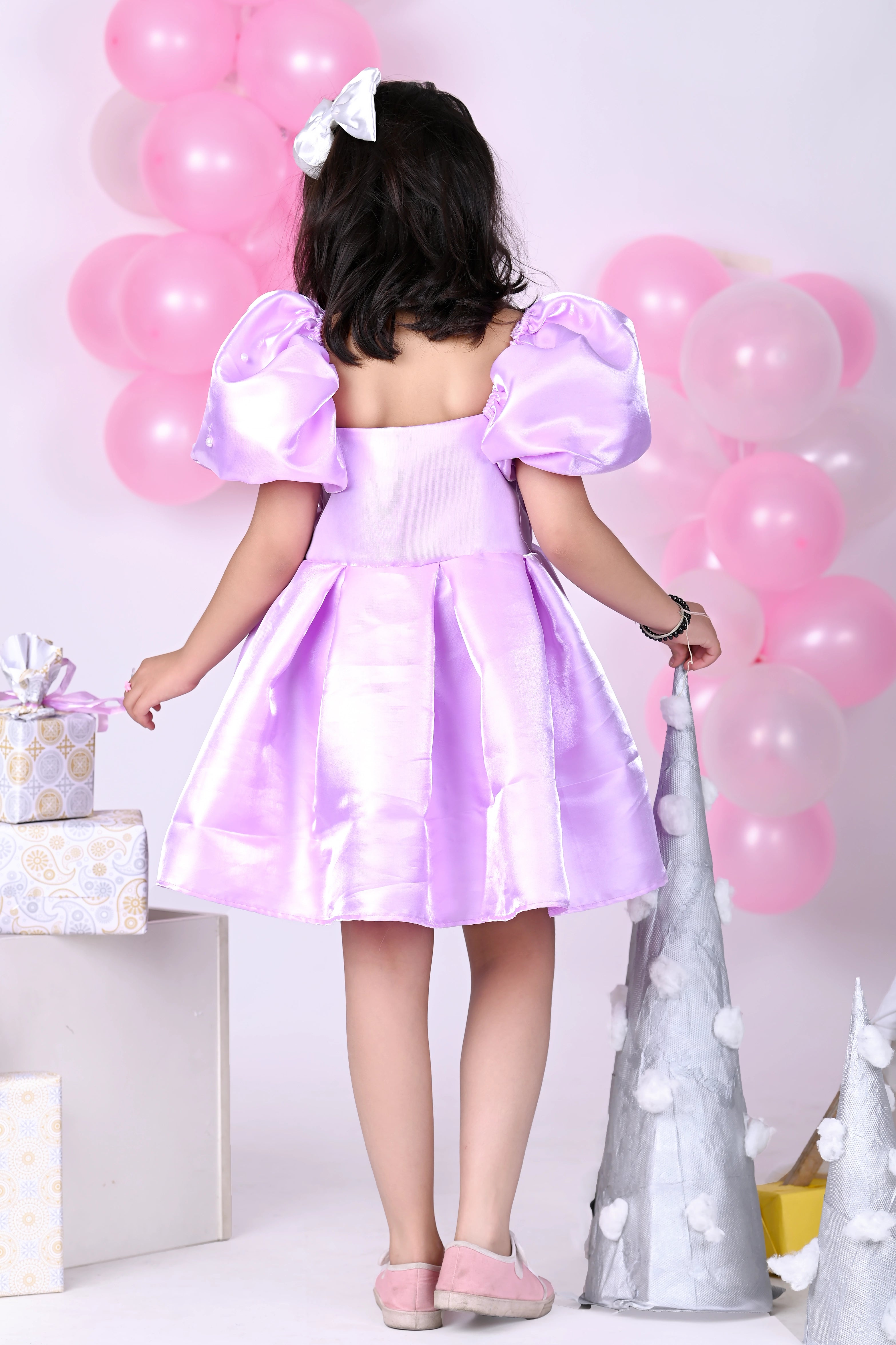 Satin Lavender Frock for Girls