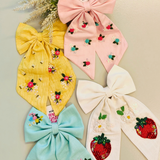 Organic Embroidered Bow Clip