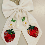 Organic Embroidered Bow Clip