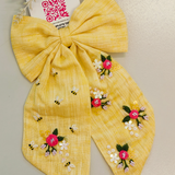 Organic Embroidered Bow Clip