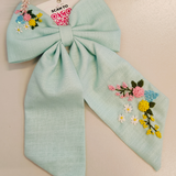 Organic Embroidered Bow Clip