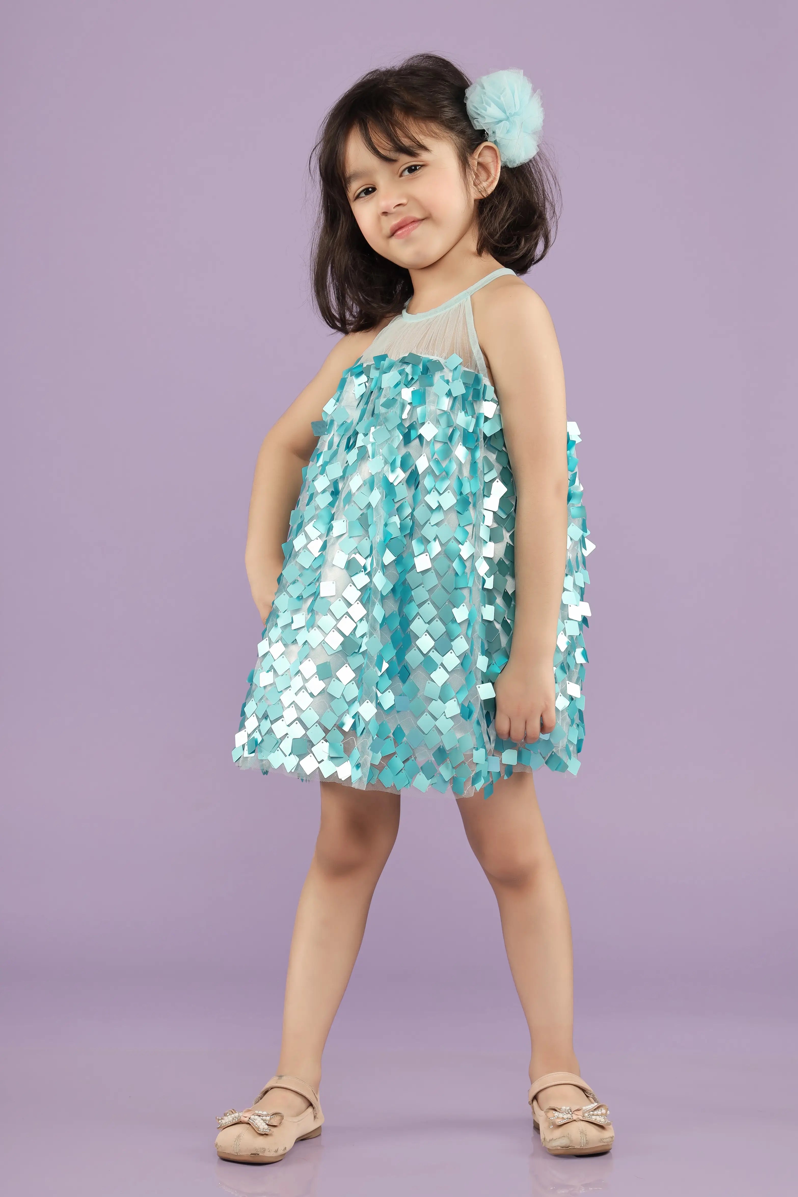 Blue Sparkler Tunic Party Dress