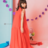 Coral Taffe Maxi Dress