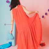 Coral Taffe Maxi Dress