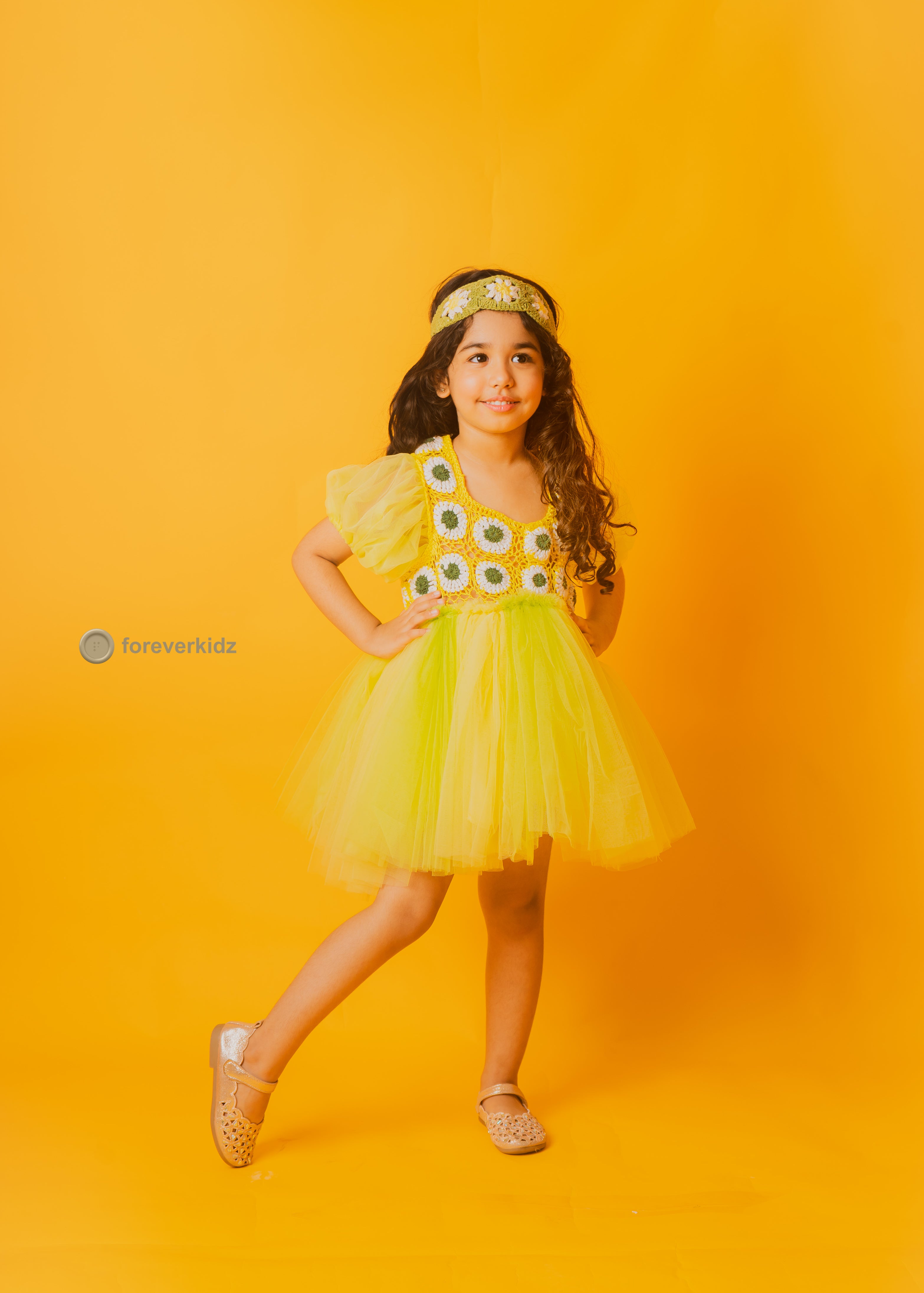 Yellow Crochet Tutu Dress for Little Girls 