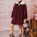 Dutches Wine Colour Velvet Coat for Girls 