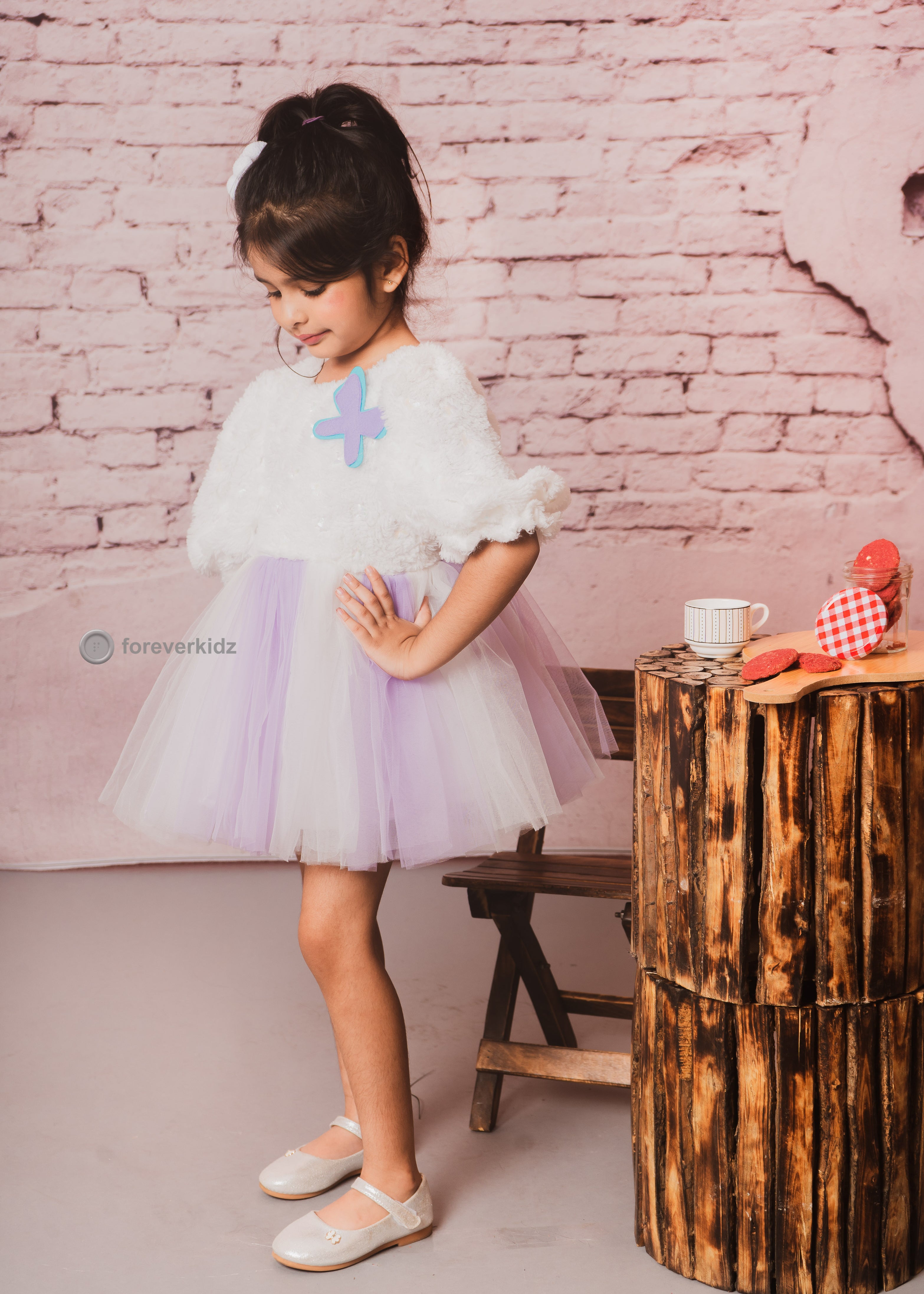 Soft Fur and Tulle Iceland Snuggle Frock for Party 