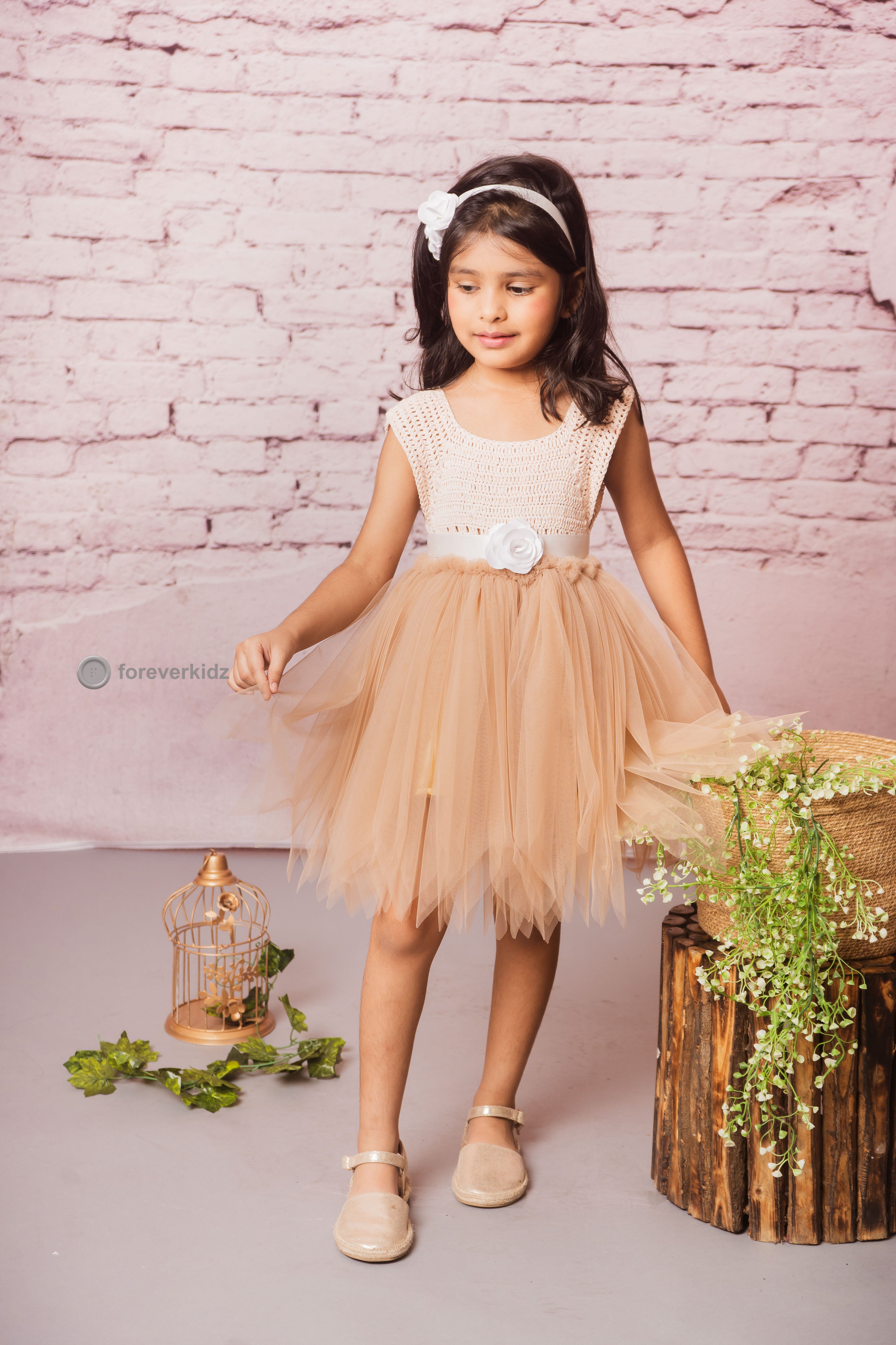 Mocha Crochet Tutu Dress for Little Girls 