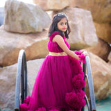 Plum Color Luxury Party Gown for Girls 