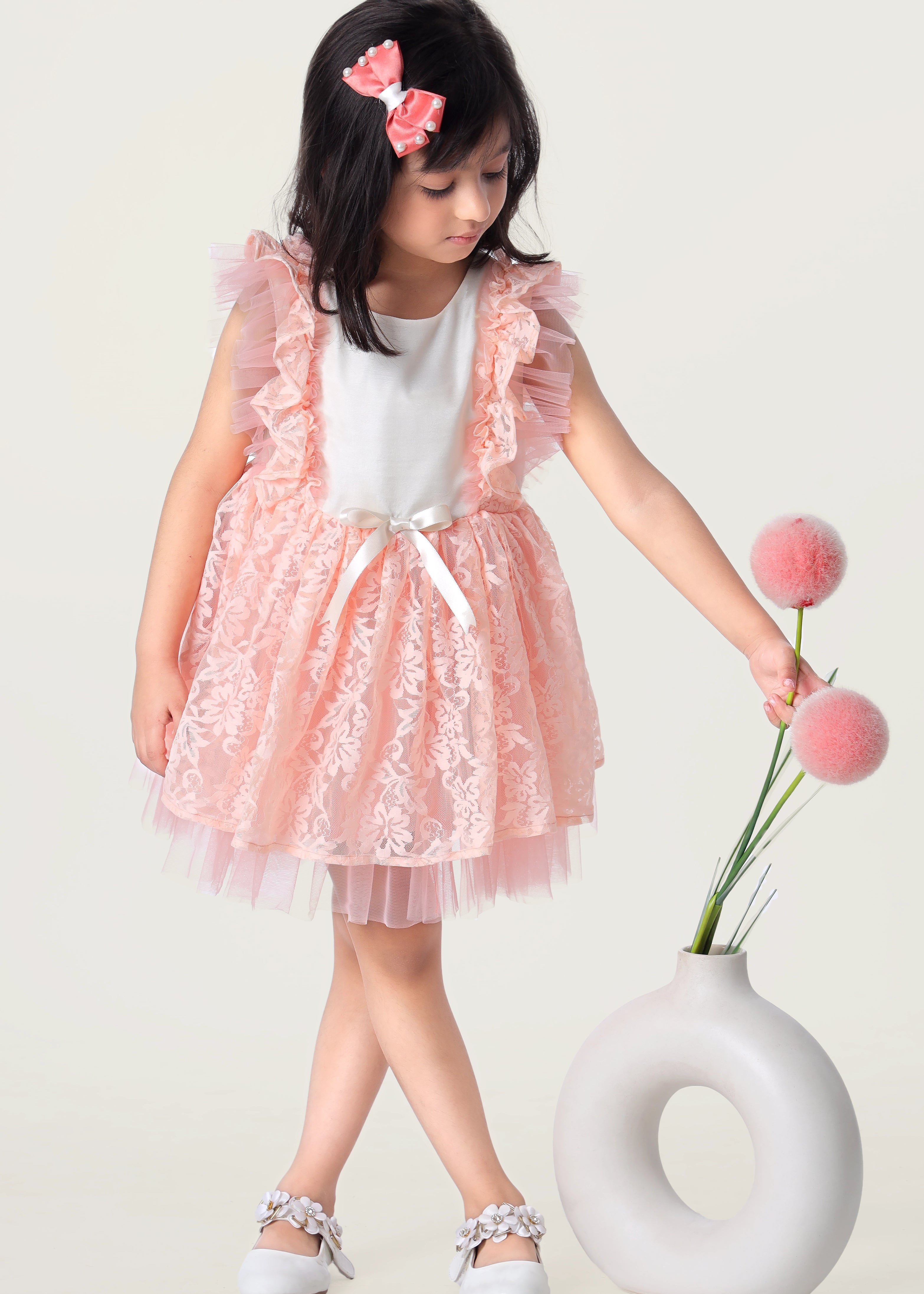 Peach Blossom Frock for Little Girls