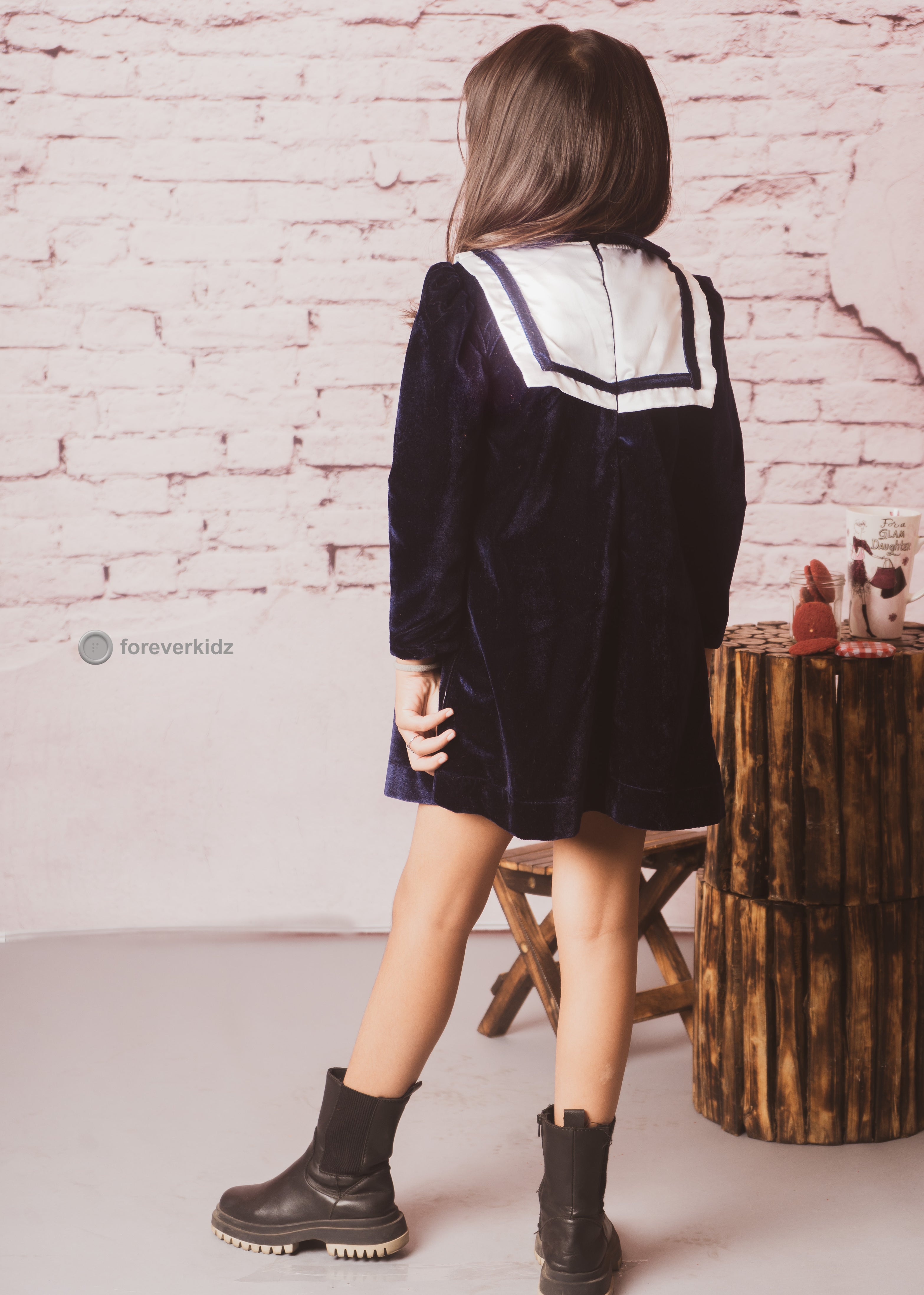 Swedish Velvet Sailor Dress with Peter Pan Collar