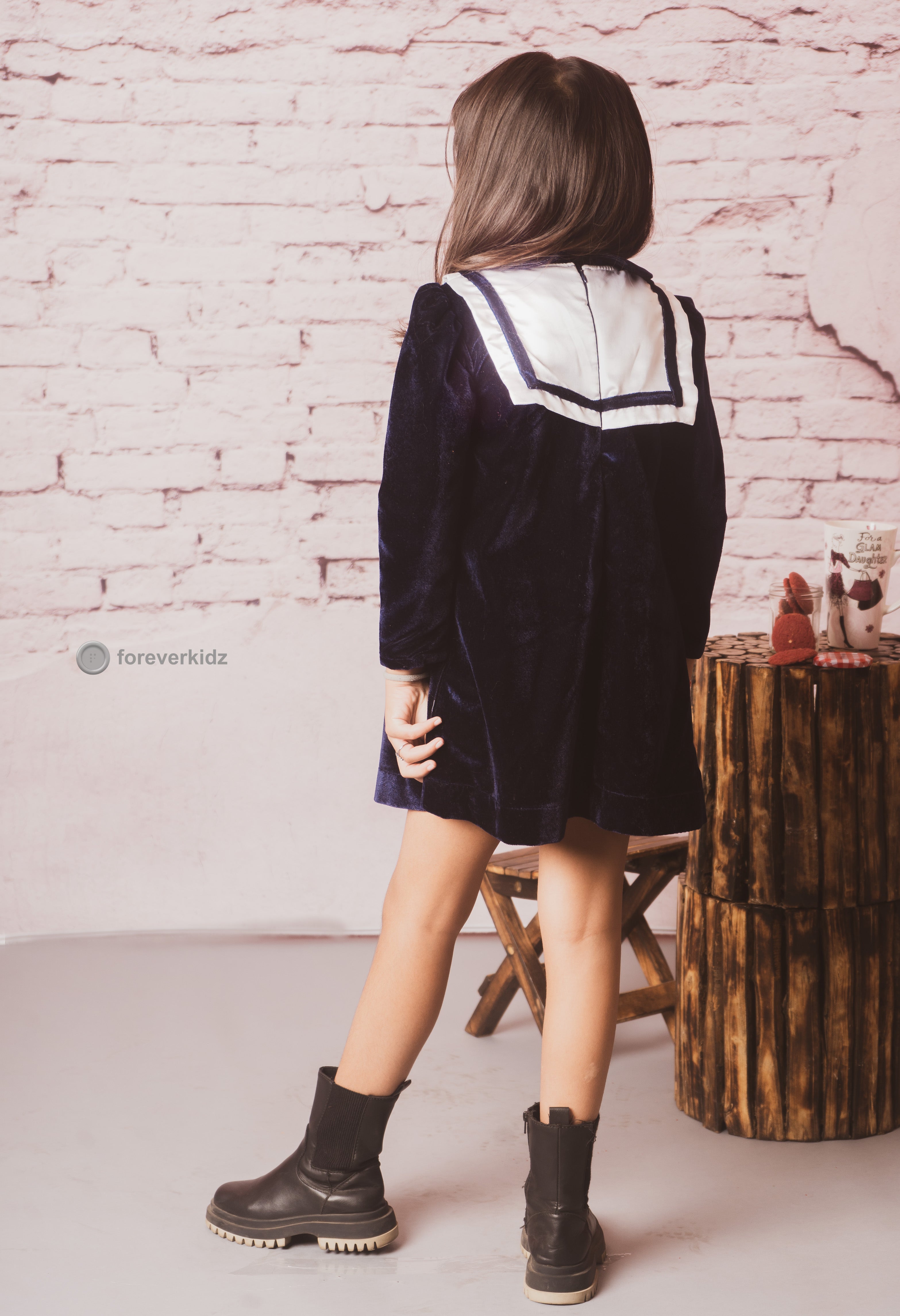 Swedish Velvet Sailor Dress with Peter Pan Collar