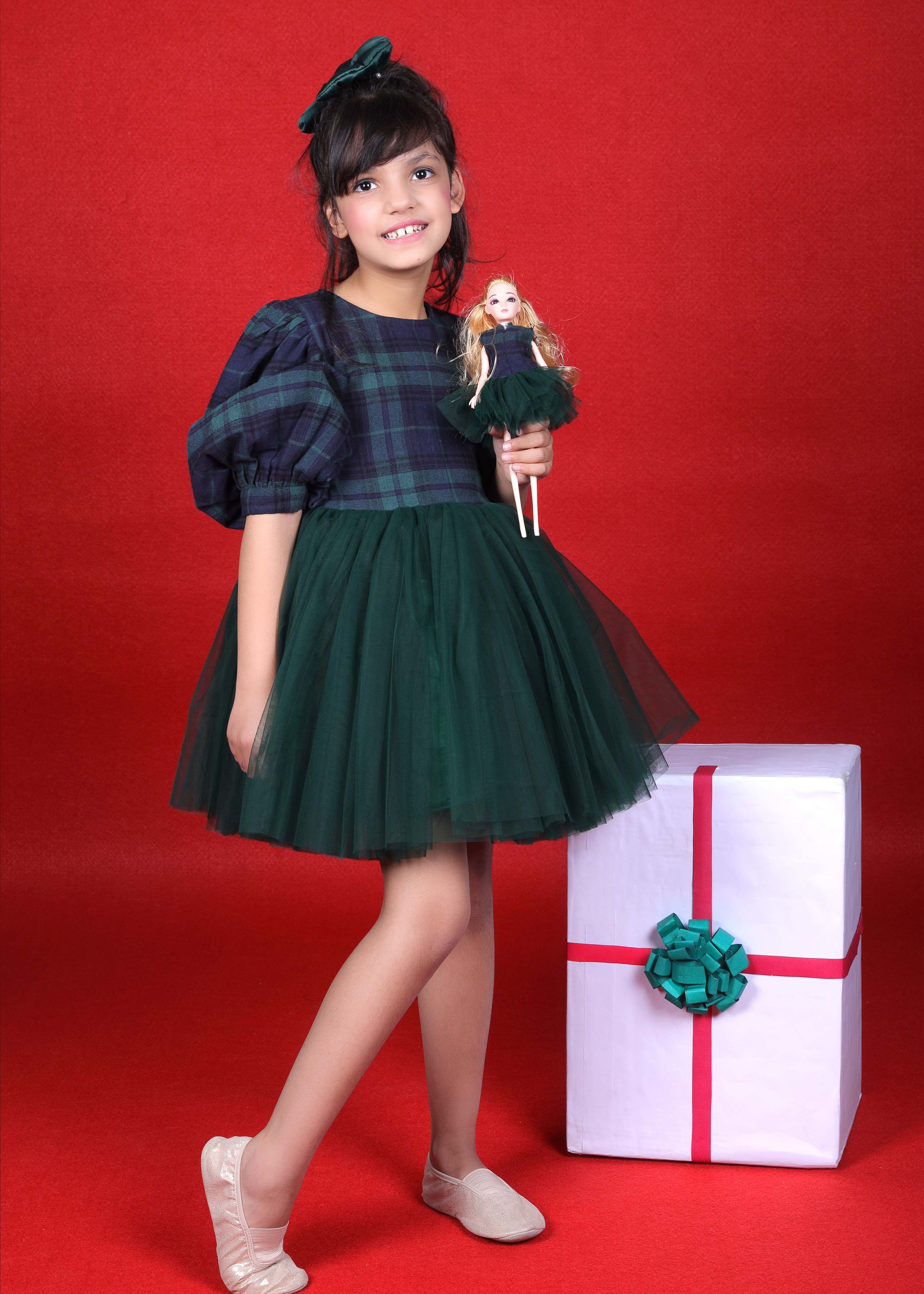 Wreath & Plaid Party Dress 