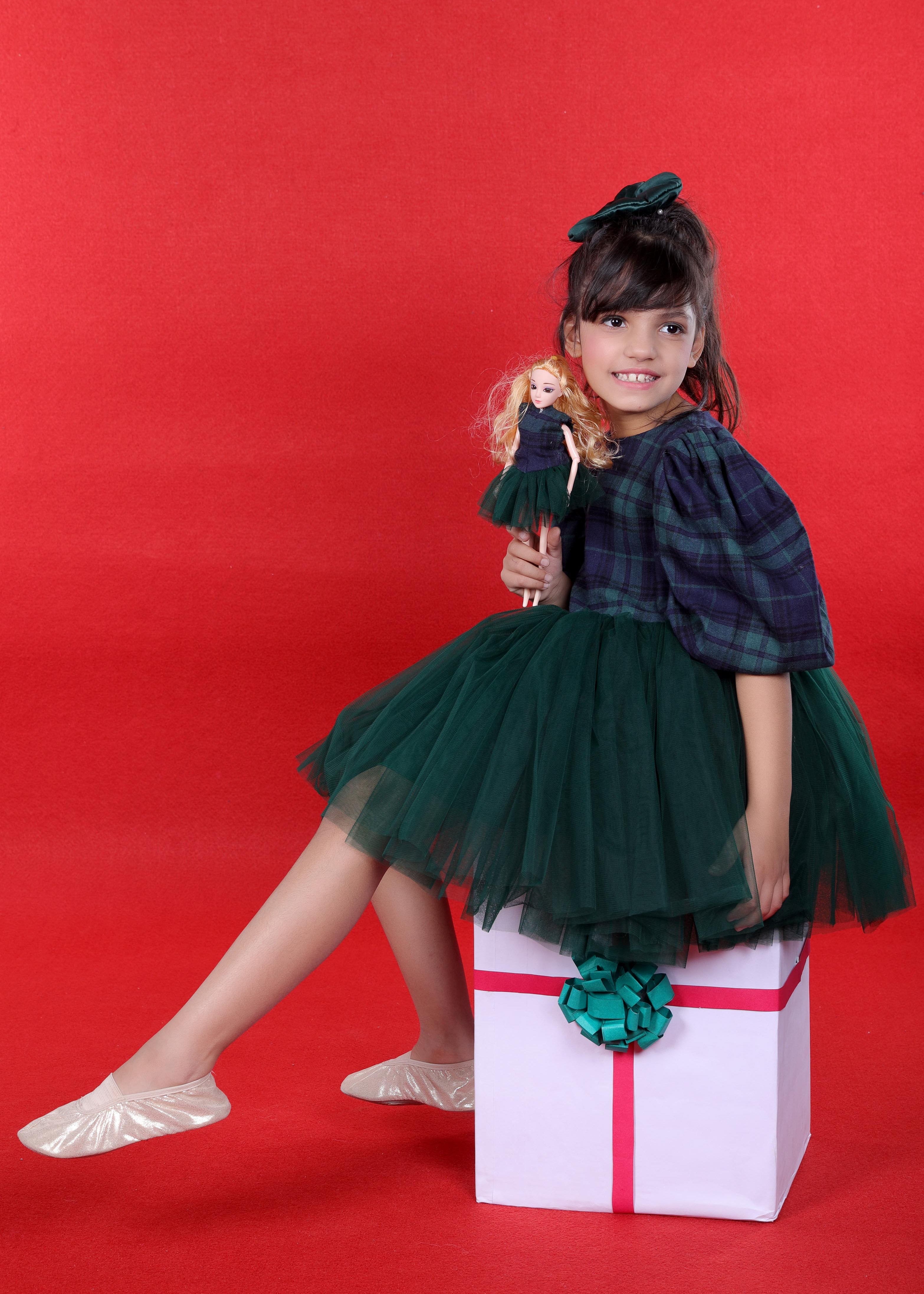 Plaid Party Dress with Doll 